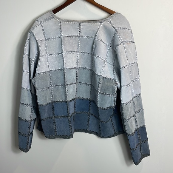 Jon Lawrence Ltd. Leather or suede patchwork blazer button up jacket - Picture 5 of 7